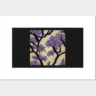 Purple Jacaranda Chiyogami Pattern Posters and Art